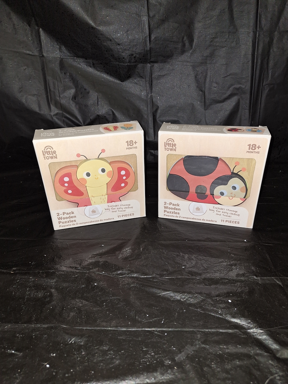 Kids 2-Pack Wooden Puzzles - Red & Yellow Insect Designs